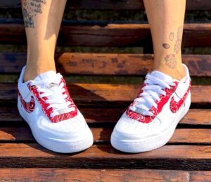 Nike Air Force One Custom Baffo Bandana Rossa
