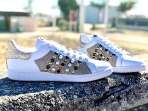 Adidas Stan Smith Personalizzate Lurex Oro, Perle & Borchie