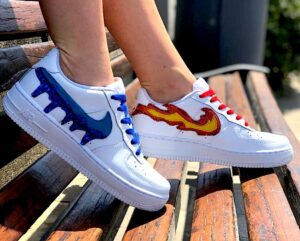 Nike Air Force One Custom Fire & Water Glitter