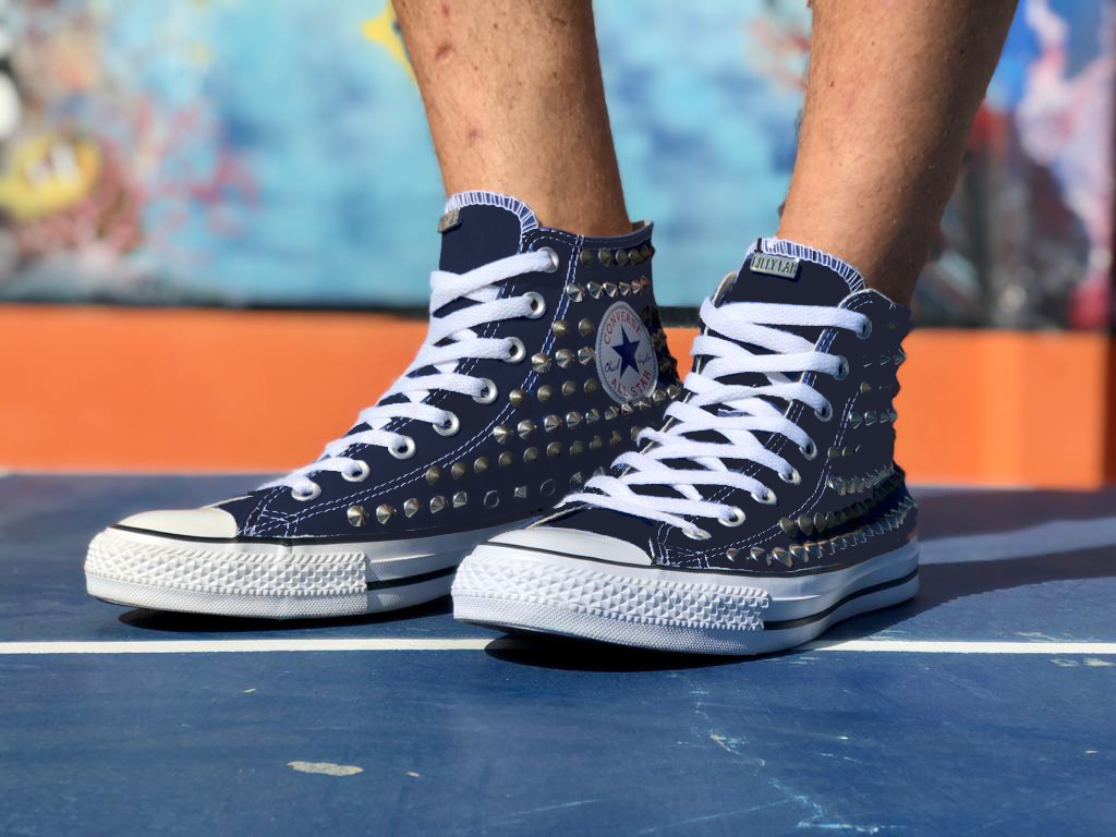 Converse All Star Custom Blu \u0026 Borchie | LillyLab Scarpe Personalizzate