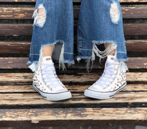 Converse All Star Custom White & Silver Skirt