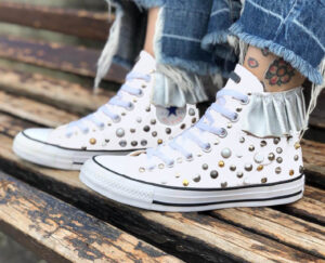Converse All Star Custom White & Silver Skirt