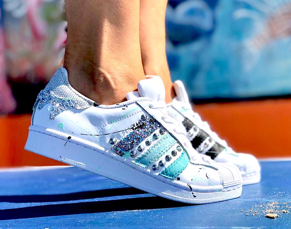 Adidas Superstar Custom Glitter \u0026 Borchie | Lillylab scarpe personalizzate