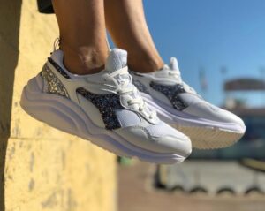 Diadora Personalizzate Whizz Run Glitter Argento & Zaffiro