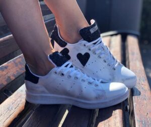 Adidas Stan Smith Personalizzate Cuori & Glitter Nero