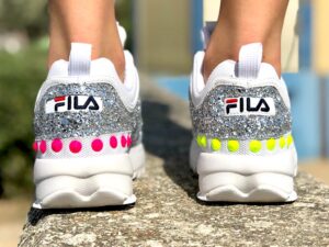 Fila Personalizzate Disruptor Glitter Argento & Fluo