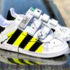 Adidas Stan Smith Personalizzate Kids Giallo Fluo & Vernice Nera