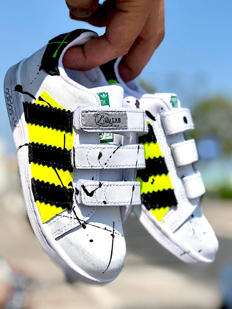 Resistent microscopisch ingewikkeld Adidas Stan Smith Custom Kids Fluo | LLab scarpe personalizzate