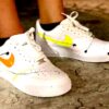 Nike Air Force One Custom Baffo Arancio, Giallo e Nero
