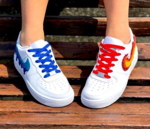 Nike Air Force One Custom Fire & Water Glitter