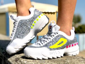 Fila Personalizzate Disruptor Glitter Argento & Fluo