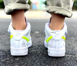 Nike Air Force One Custom MID Giallo Fluo & Dirty Vintage