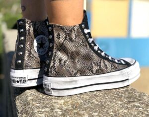 Converse All Star Personalizzate Platform Eco Pitone Roccia & Borchie