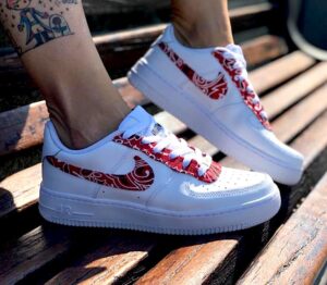 Nike Air Force One Custom Baffo Bandana Rossa