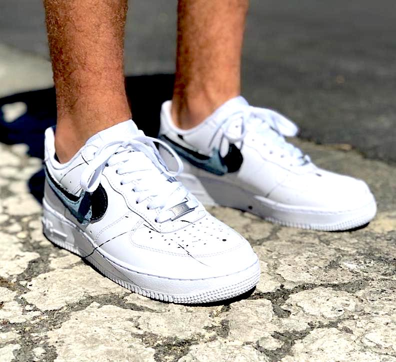 Nike Air Force One Custom Baffo Denim | Lillylab Scarpe Personalizzate