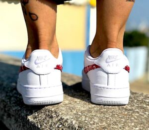 Nike Air Force One Custom Baffo Bandana Rossa