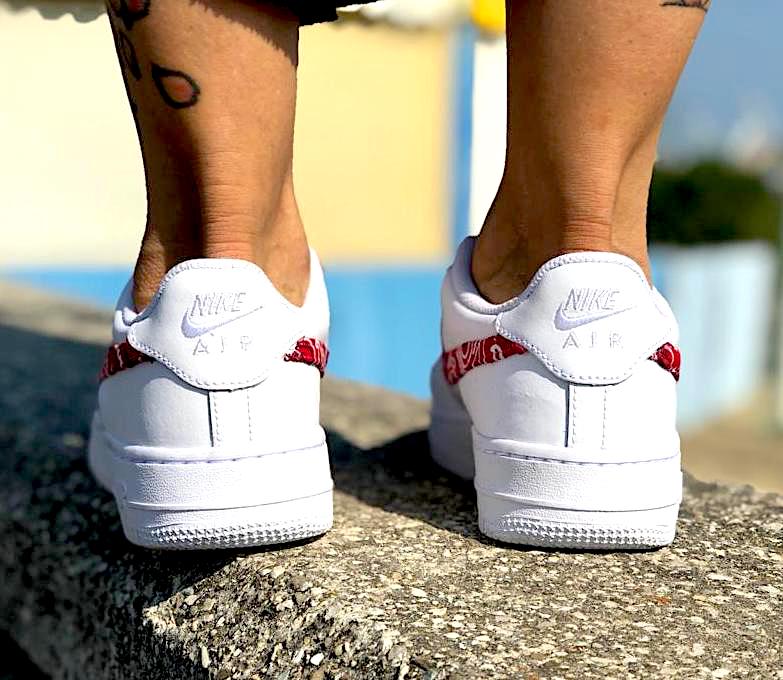 Nike Air Force One Custom Baffo Bandana Rossa