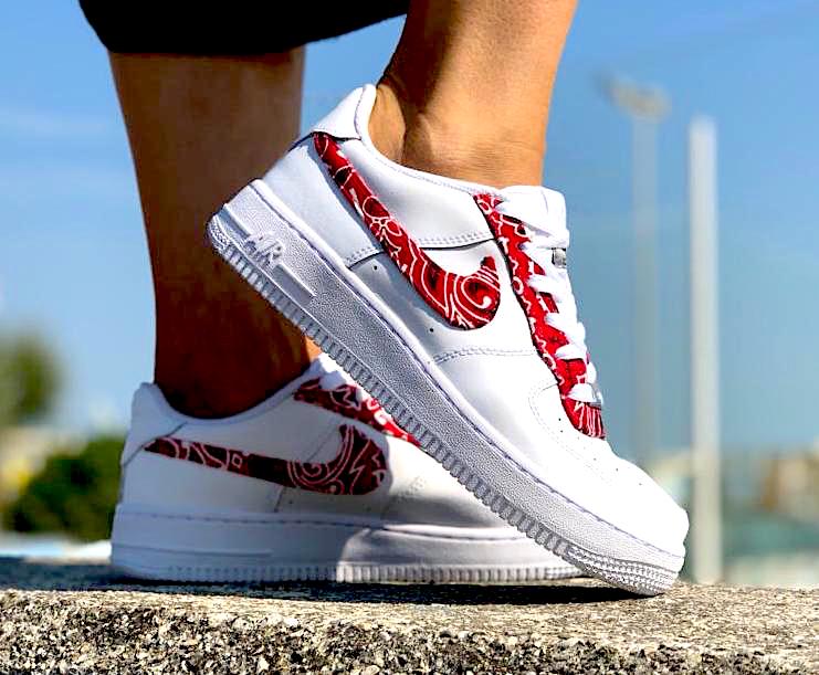 Nike Air Force One Custom Bandana Rossa Nike Air Force One Custom Bandana Rossa