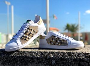 Adidas Stan Smith Personalizzate Lurex Oro, Perle & Borchie