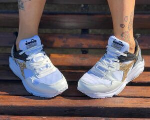 Diadora Personalizzate Whizz Run Glitter Oro & Argento