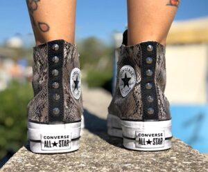 Converse All Star Personalizzate Platform Eco Pitone Roccia & Borchie