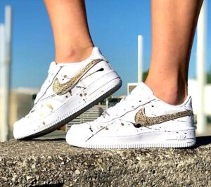 Nike Air Force One Custom Baffo Oro LLab Scarpe Personalizzate
