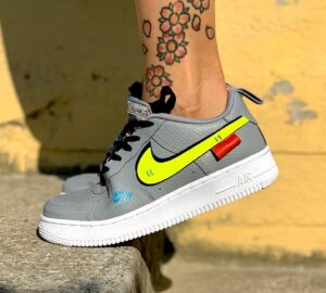 Nike Air Force One Custom Grigio Doppio Baffo 3D