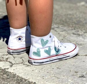 Converse All Star Personalizzate Bambino Cuori Acqua Marina