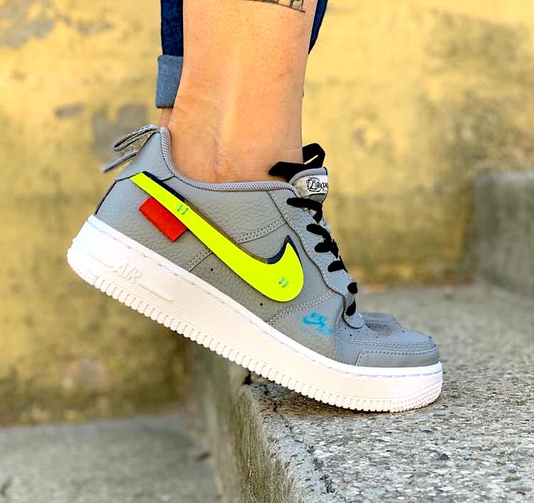Nike Air Force One Custom Grigio Baffo3D LLab Scarpe Personalizzate