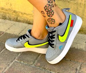 Nike Air Force One Custom Grigio Doppio Baffo 3D