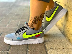 Nike Air Force One Custom Grigio Doppio Baffo 3D