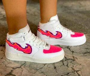 Nike Air Force One Custom MID Glitter Rosa Fuoco & Fiamme