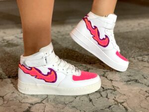 Nike Air Force One Custom MID Glitter Rosa Fuoco & Fiamme