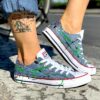 Converse All Star Personalizzate LOW Jeans, Glitter & Sporcatura Verde Fluo