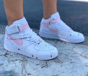Nike Air Force One Custom MID Nike Eco Pitone & Sporcatura Rosa