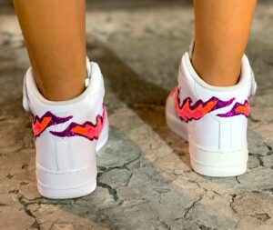 Nike Air Force One Custom MID Glitter Rosa Fuoco & Fiamme