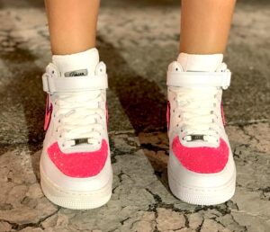 Nike Air Force One Custom MID Glitter Rosa Fuoco & Fiamme
