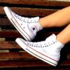 Converse All Star Personalizzate Bianca & Stelle