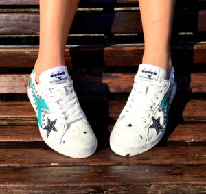Diadora Personalizzate Game Step Vera Pelle Tiffany & Borchie