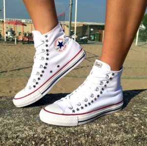 Converse All Star Personalizzate Bianca & Stelle