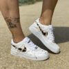 Nike Air Force One Custom Baffo A Macchie & Sporcatura Oro Nera