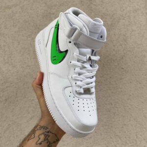Nike Air Force One Custom MID Baffo Verde Fluo