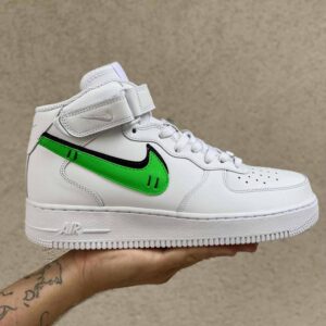 Nike Air Force One Custom MID Baffo Verde LLab Scarpe Personalizzate