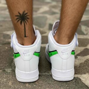 Nike Air Force One Custom MID Baffo Verde Fluo
