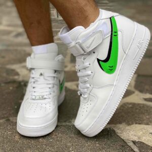 Nike Air Force One Custom MID Baffo Verde Fluo