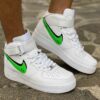 Nike Air Force One Custom MID Baffo Verde Fluo