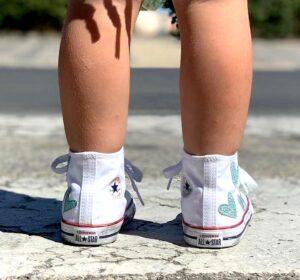Converse All Star Personalizzate Bambino Cuori Acqua Marina