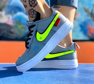 Nike Air Force One Custom Grigio Doppio Baffo 3D