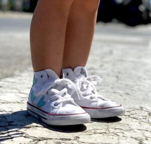 Converse All Star Personalizzate Bambino Cuori Acqua Marina