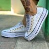 Converse All Star Personalizzate LOW Pitone Off-White & Borchie Oro